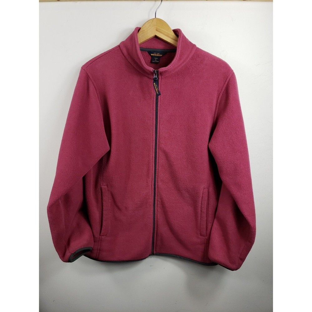 Woolrich Womens Pink Full Zip Jacket Pockets Sz L long sleeve fleece